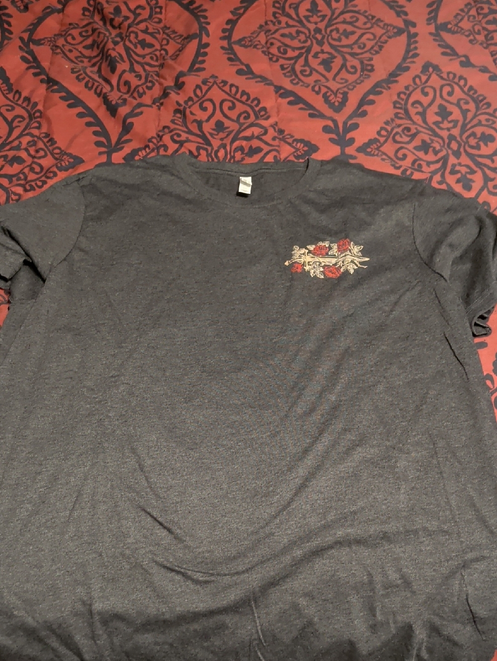 Men's Charcoal Gray Floral Chest T-Shirt